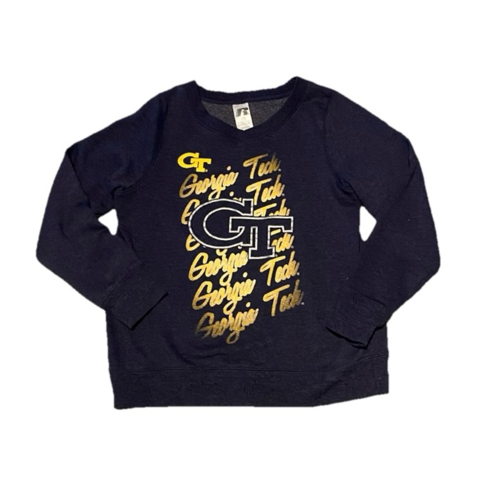 Georgia Tech GT Navy sweatshirt junior size large (11-13). Russell Brand.